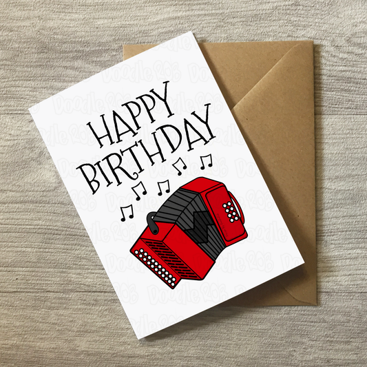 Accordion Birthday Card - Accordionist Card - Folk Musician Greeting Card