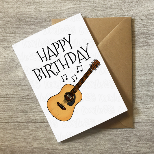 Acoustic Guitar Birthday Card - Acoustic Guitarist Card - Songwriter Birthday Card