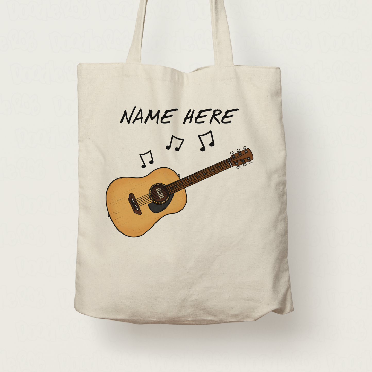 Acoustic Guitar Personalised Tote Bag - Guitarist Tote Bag - Guitar Teacher Gift