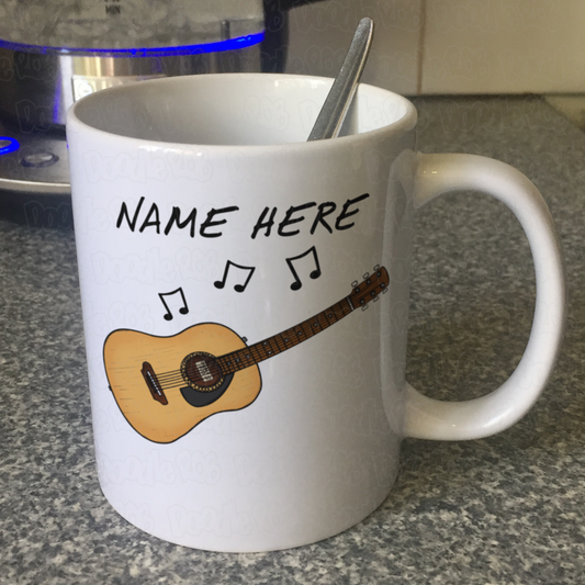 Acoustic Guitarist Personalised Mug - Custom Guitar Mug - Guitar Teacher Gift