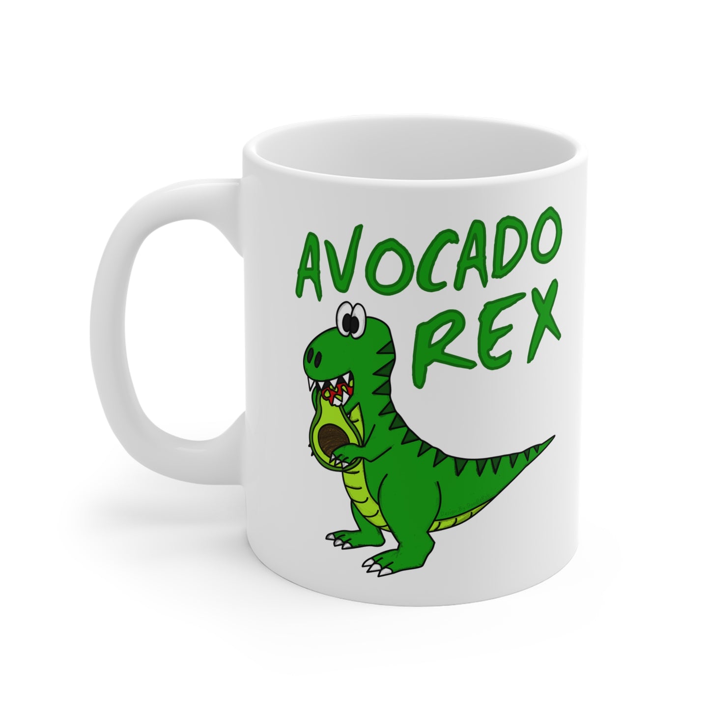 Avocado Rex Dinosaur Mug - T-Rex Eating Avocado - Gift For Healthy Eater - Nutritionalist Mug