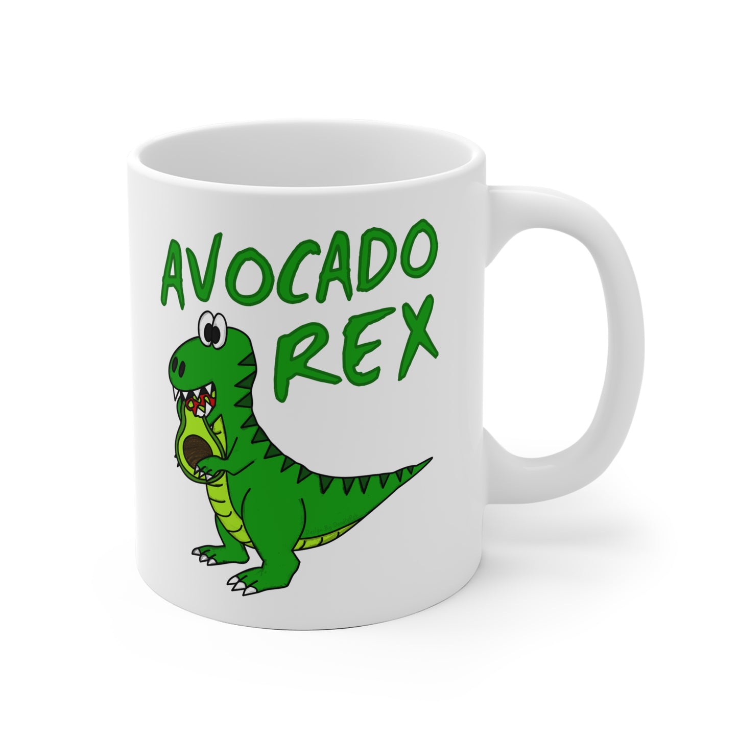 Avocado Rex Dinosaur Mug - T-Rex Eating Avocado - Gift For Healthy Eater - Nutritionalist Mug