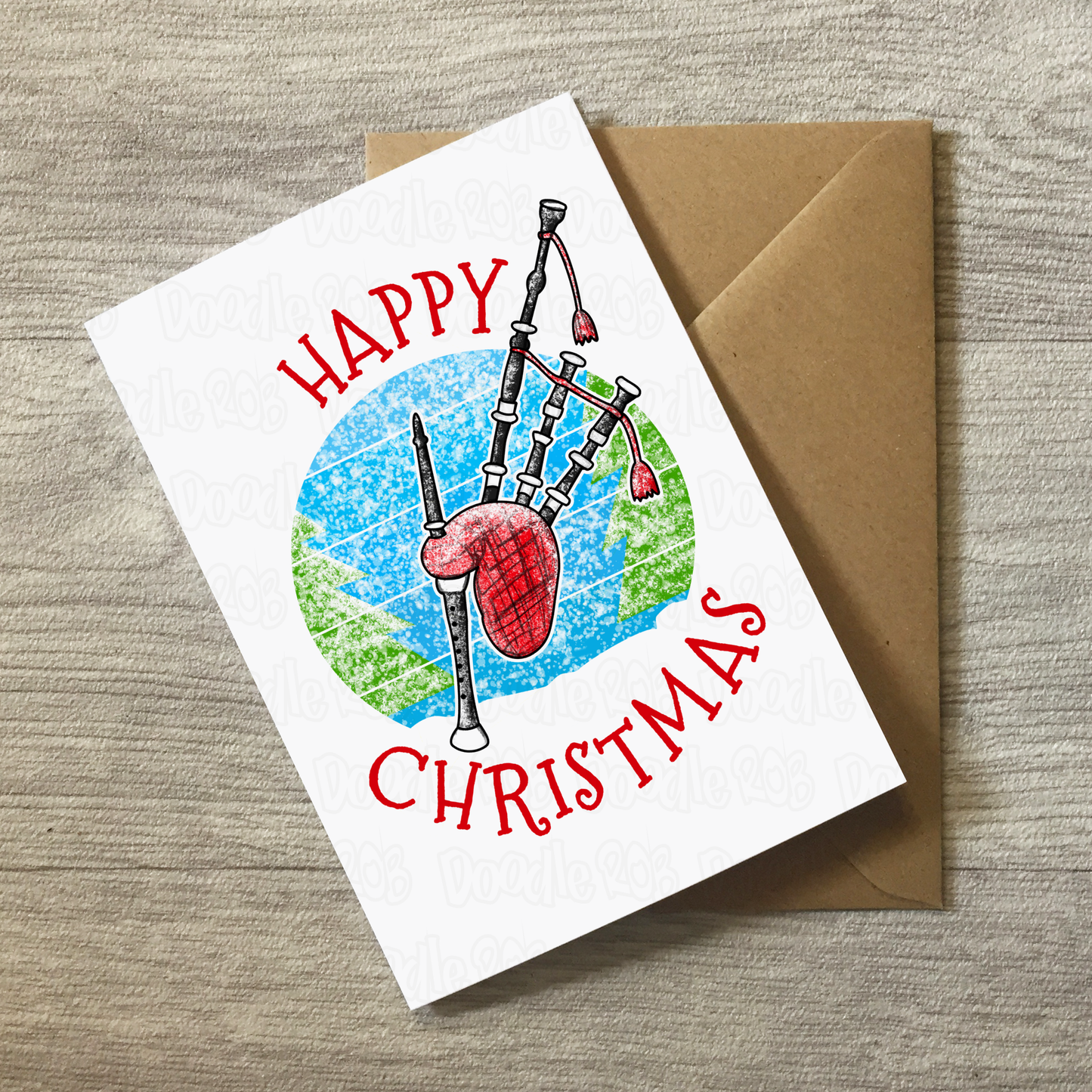 Bagpipes Christmas Card - Piper Xmas Card - Scottish Musician Christmas Card