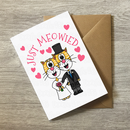 Cat Wedding Card - Just Meowied - Wedding Thank You Card