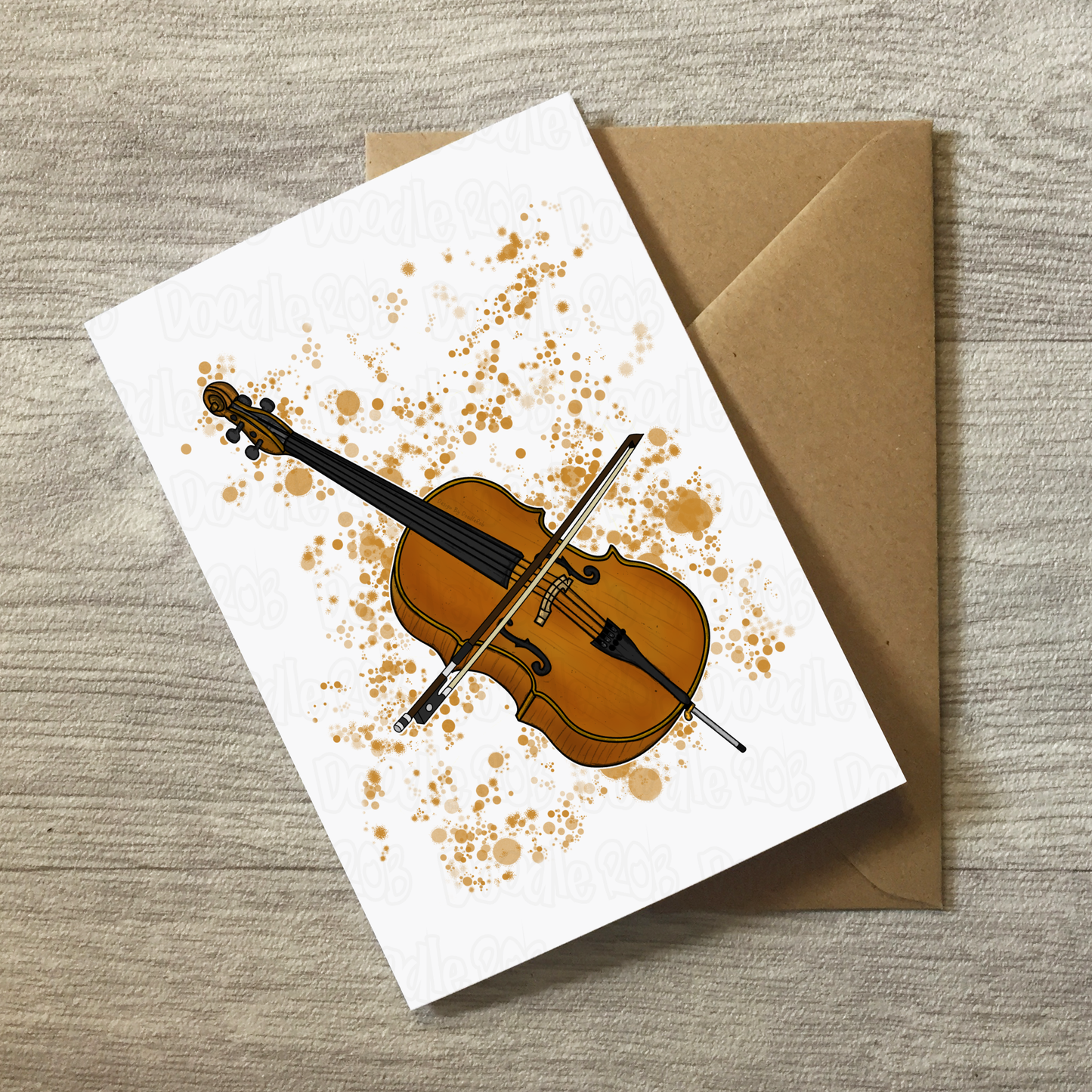 Cello Greeting Card (Paint Splatter) - Cellist Birthday Card - String Musician Card