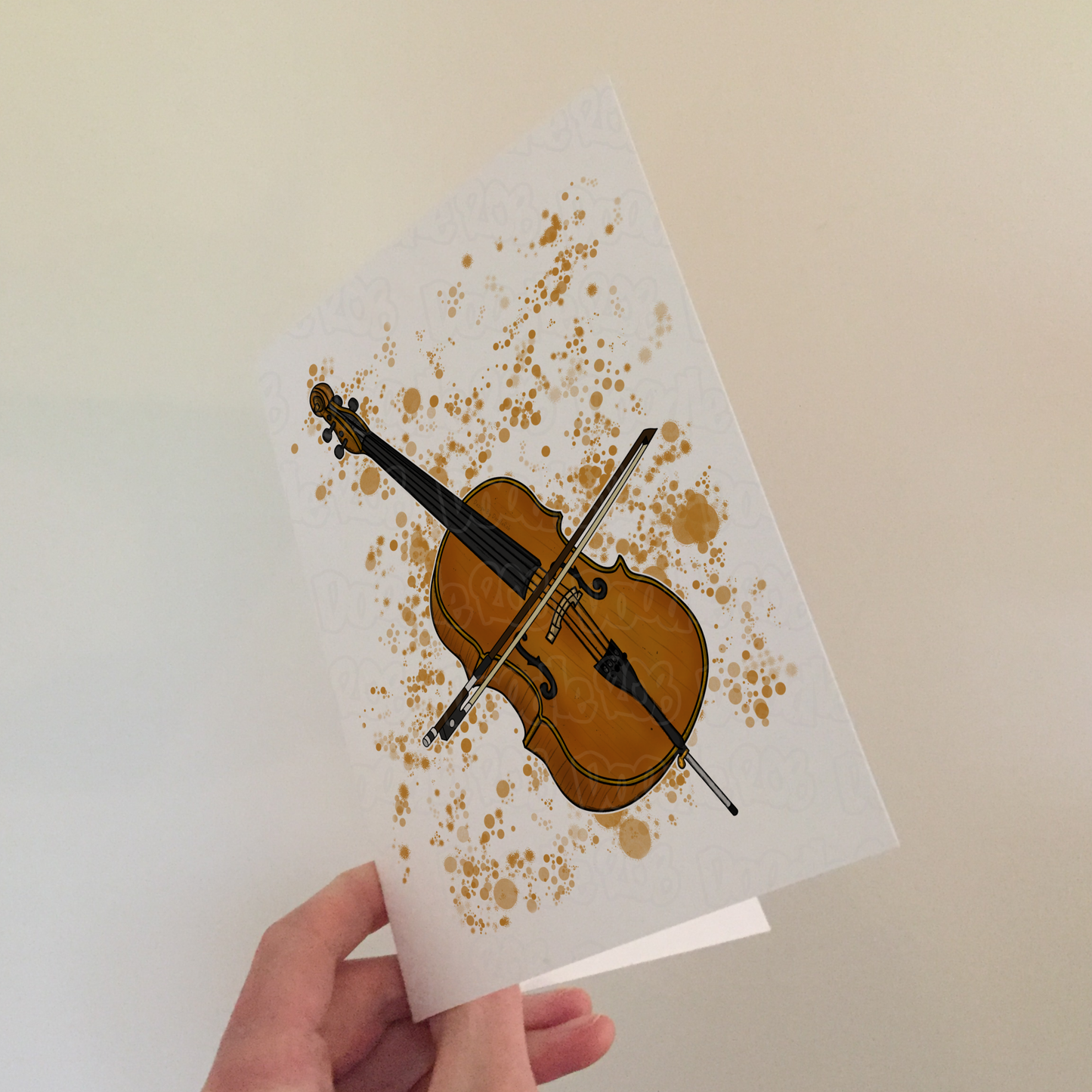 Cello Greeting Card (Paint Splatter) - Cellist Birthday Card - String Musician Card