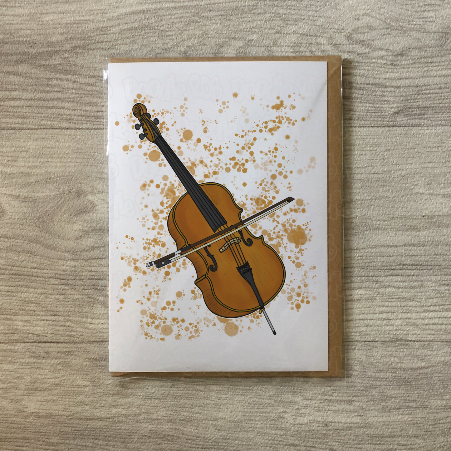 Cello Greeting Card (Paint Splatter) - Cellist Birthday Card - String Musician Card