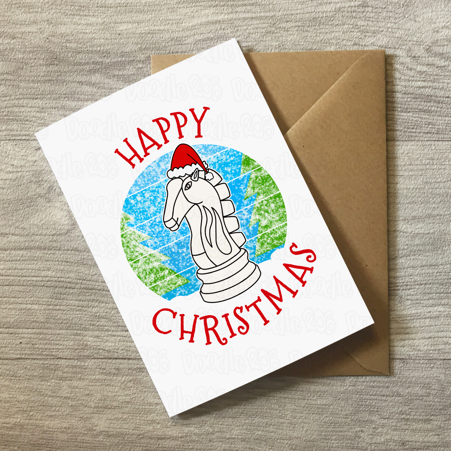 Chess Christmas Card - Chess Knight Greeting Card - Chess Player Xmas Card