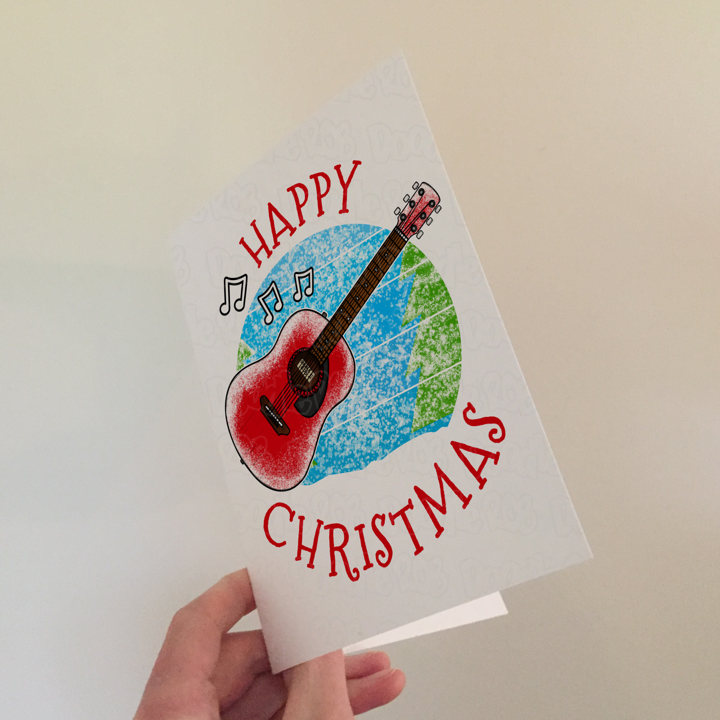 Acoustic Guitar Christmas Card - Guitarist Xmas Card - Musician Christmas Card