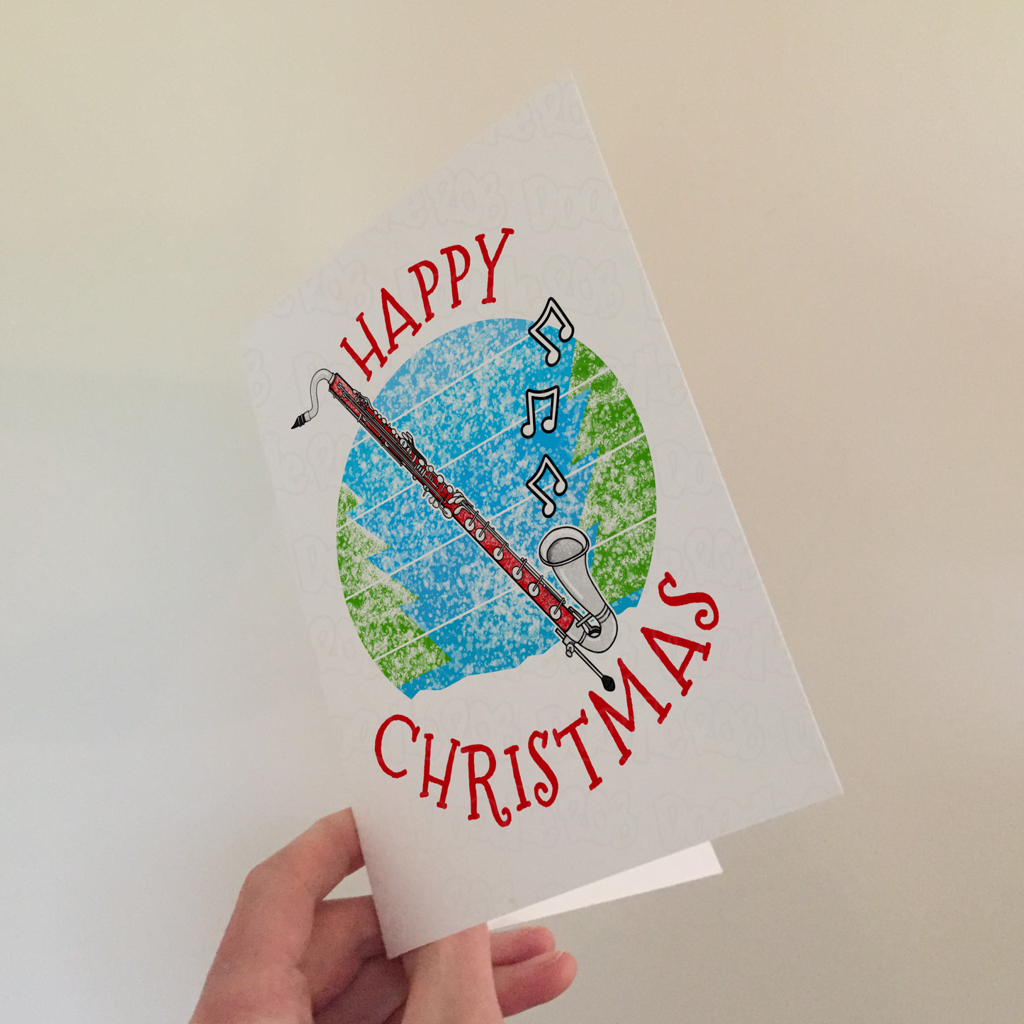 Bass Clarinet Christmas Card - Bass Clarinetist Xmas Card - Woodwind Musician Card