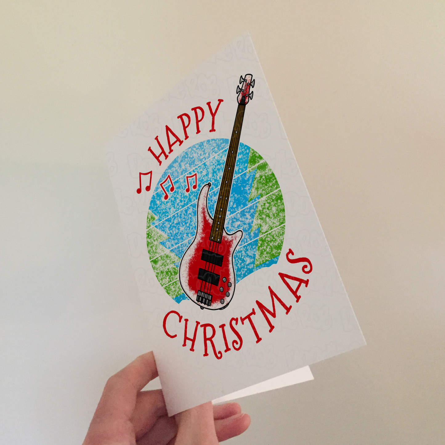 Bass Guitar Christmas Card - Bassist Xmas Card - Music Teacher Christmas Card