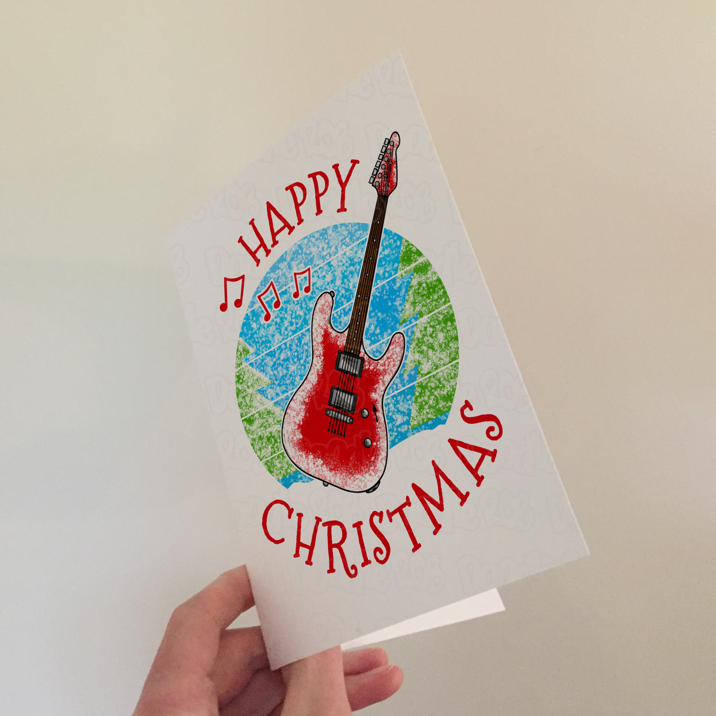 Electric Guitar Christmas Card - Guitarist Xmas Card - Music Teacher Christmas Card