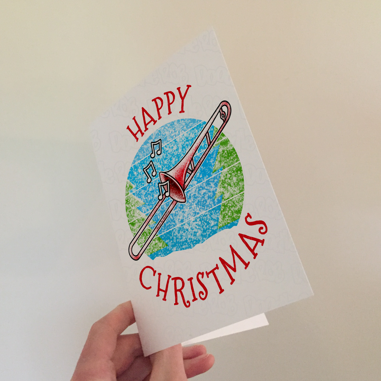 Trombone Christmas Card - Trombonist Xmas Card - Brass Musician Christmas Card