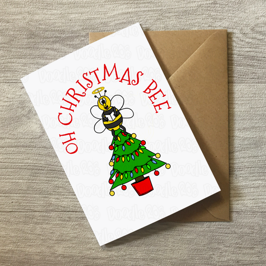 Bee Christmas Card - Oh Christmas Bee - Beekeeper Xmas Card - Carol Singer Christmas Card