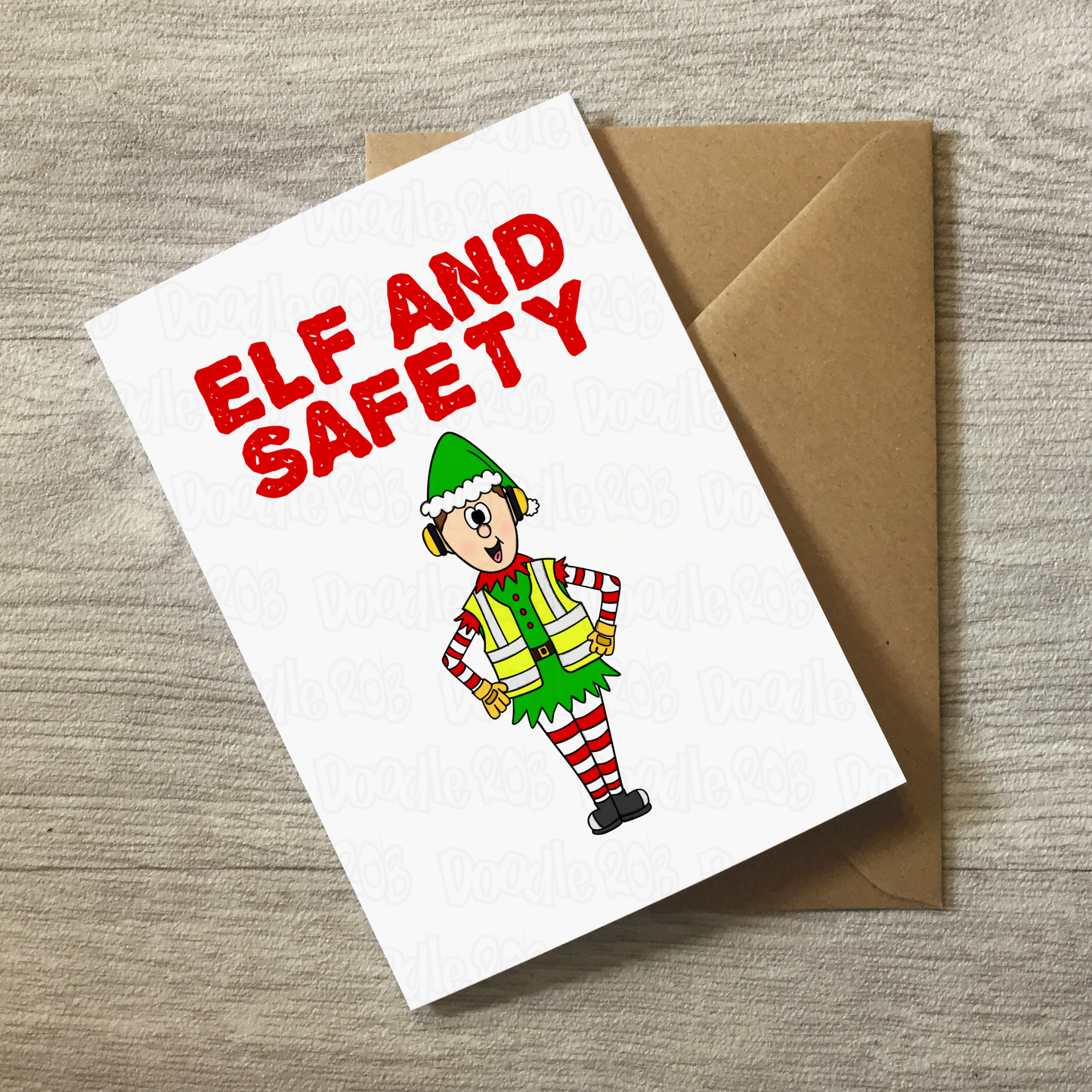 Elf and Safety Christmas Card - Construction Worker Xmas Card - Funny Work Greeting Card