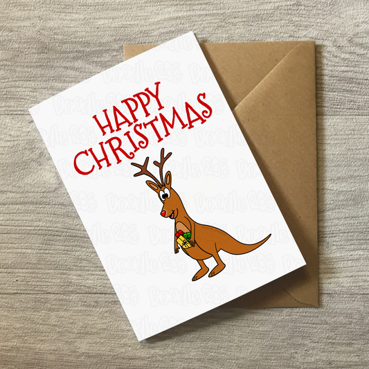 Kangaroo Christmas Card - Wildlife Christmas Card - Australian Xmas Card