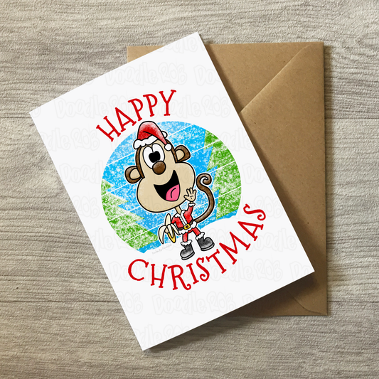 Monkey Christmas Card - Wildlife Christmas Card - Funny Animal Xmas Card