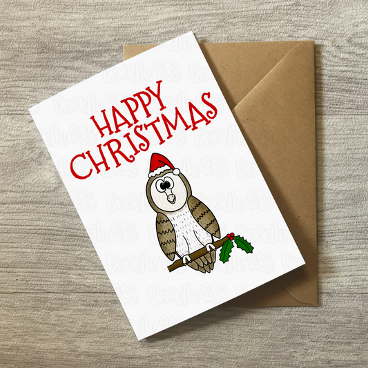 Owl Christmas Card - Bird Lover Xmas Card - Wildlife Christmas Card For Teacher