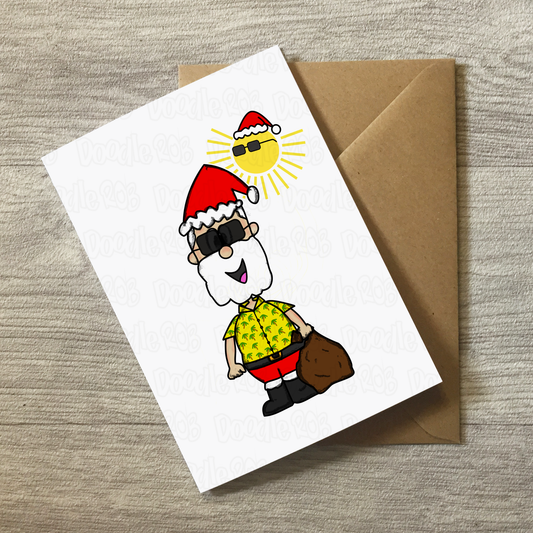 Santa Claus Christmas Card - Christmas In July Card - Summer Xmas Card