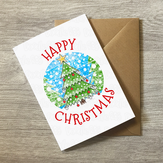 Christmas Tree Card - Xmas Tree Greeting Card - Festive Christmas Card For Her