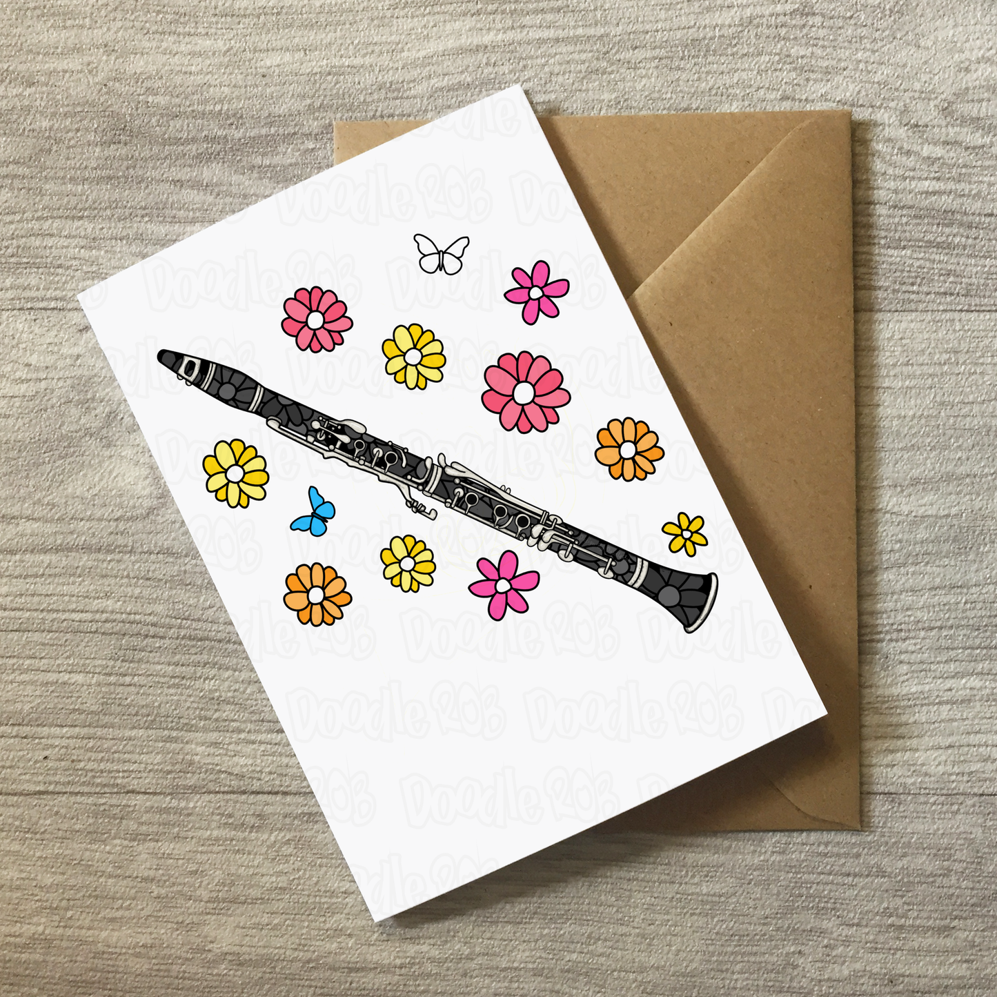 Floral Clarinet Greeting Card - Female Clarinetist - Woodwind Musician