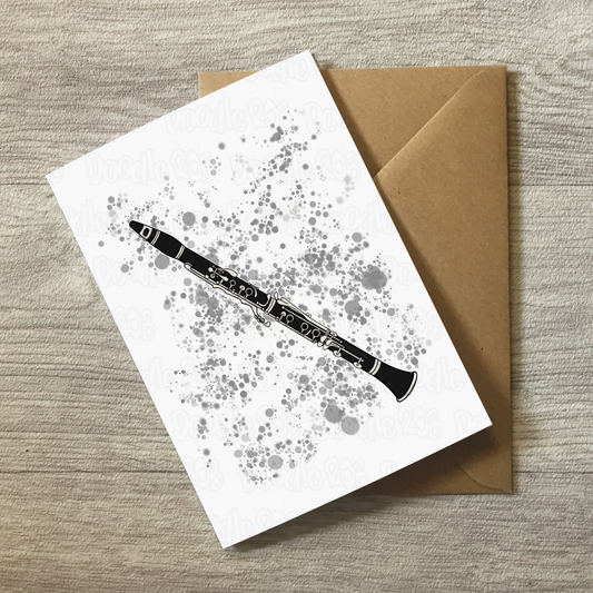 Clarinet Greeting Card (Paint Splatter) - Clarinetist Birthday Card - Woodwind Musician