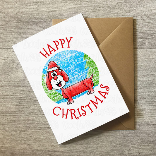 Dachshund Christmas Card - Dog Lover Xmas Card - Sausage Dog Greeting Card