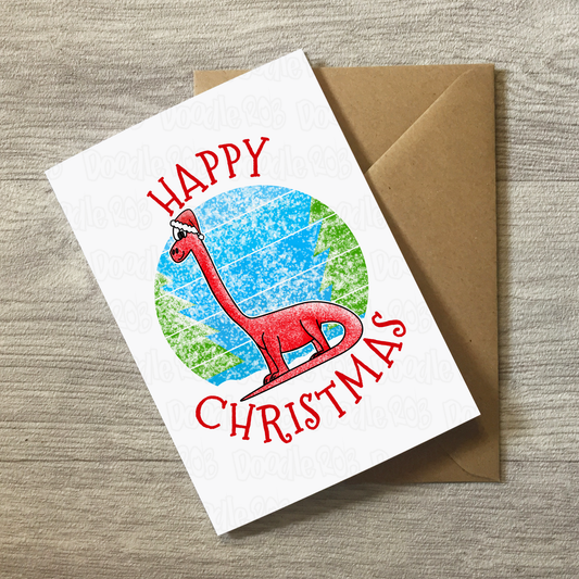 Diplodocus Christmas Card - Dinosaur Xmas Card - Boys Christmas Card