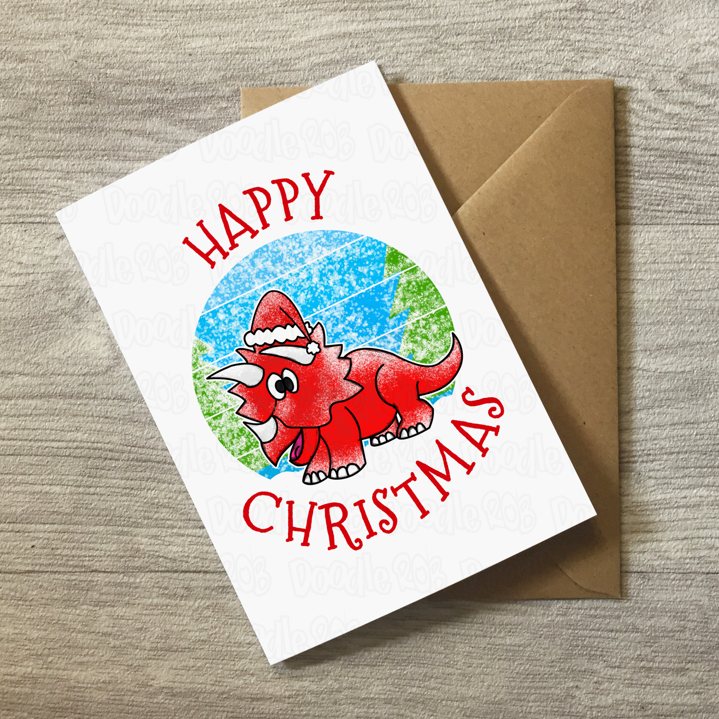 Triceratops Christmas Card - Dinosaur Xmas Card - Boys Christmas Card