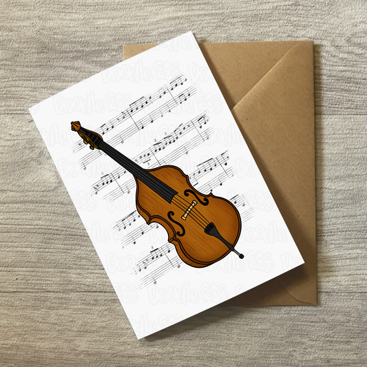 Double Bass Greeting Card (Colour) - Bassist Birthday Card - Jazz Musician Card