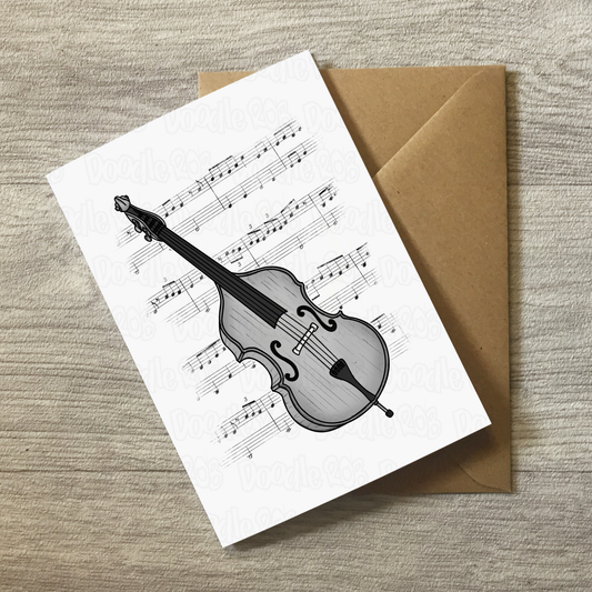 Double Bass Greeting Card - Bassist Birthday Card - Jazz Musician Card