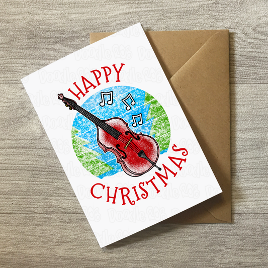 Double Bass Christmas Card - Bassist Xmas Card - Jazz Musician Christmas Card