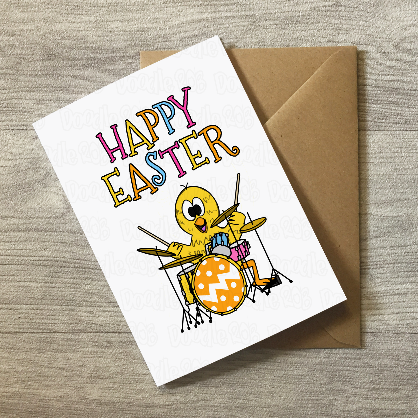 Drummer Easter Card - Easter Chick Drumming - Kids Easter Card