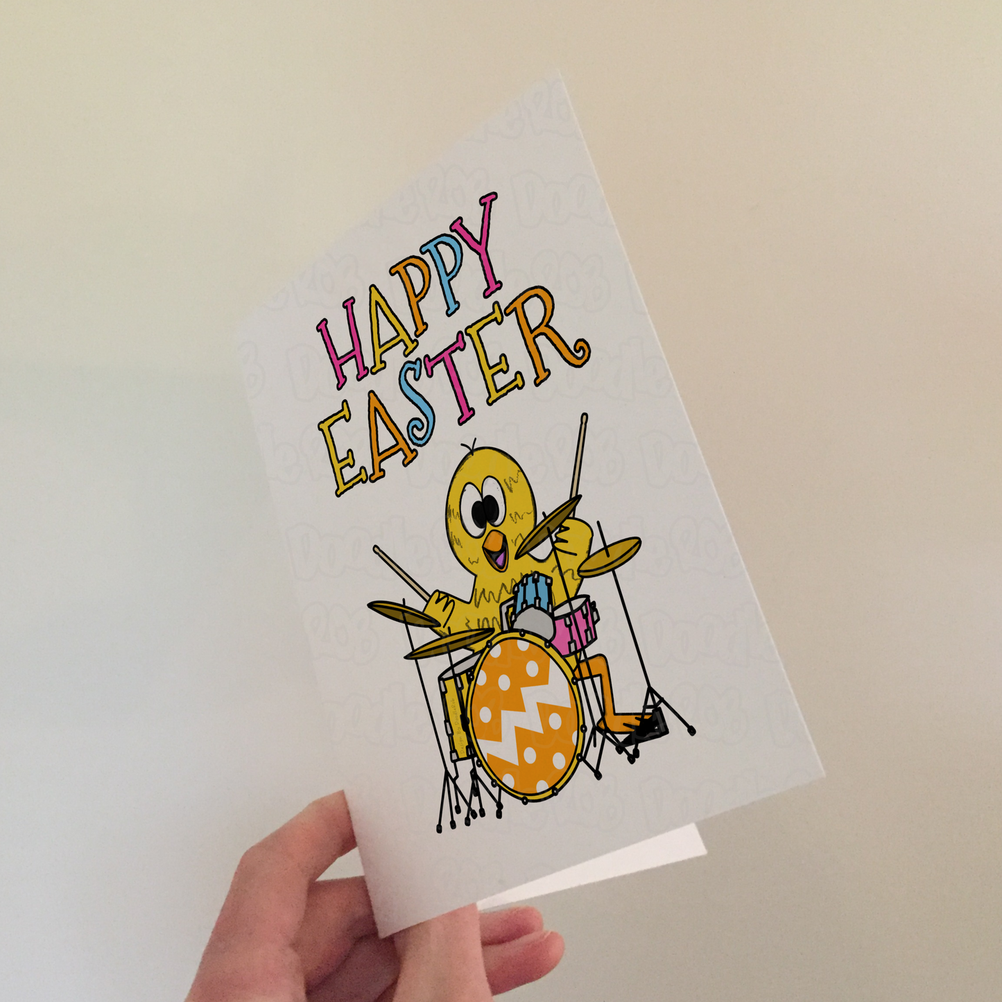 Drummer Easter Card - Easter Chick Drumming - Kids Easter Card