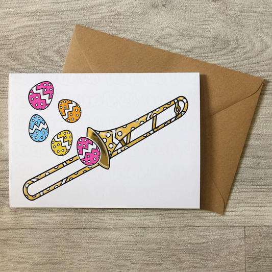 Trombone Easter Card - Trombonist Easter Card - Brass Musician Card