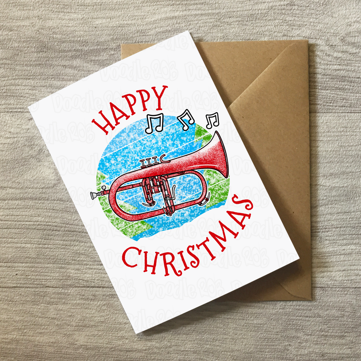 Flugelhorn Christmas Card - Horn Player Xmas Card - Brass Musician Christmas Card