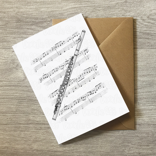 Flute Greeting Card - Flautist Birthday Card - Woodwind Musician Card