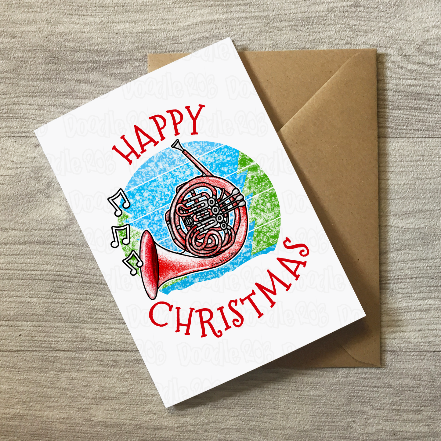 French Horn Christmas Card - Horn Player Xmas Card - Brass Musician Christmas Card