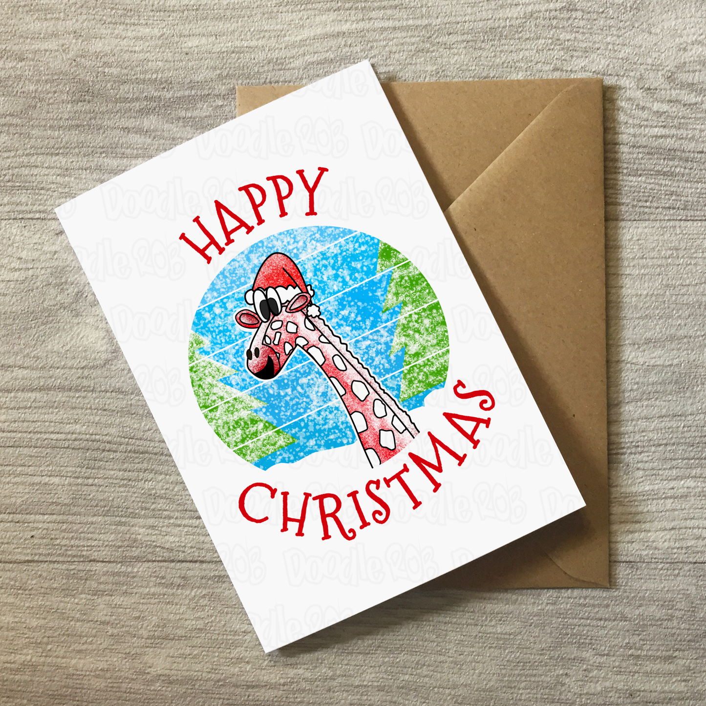 Giraffe Christmas Card - Wildlife Lover Xmas Card - Safari Animal Christmas Card