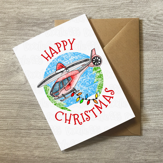 Helicopter Christmas Card - Xmas Card For Pilot - Aviation Enthusiast Christmas Card