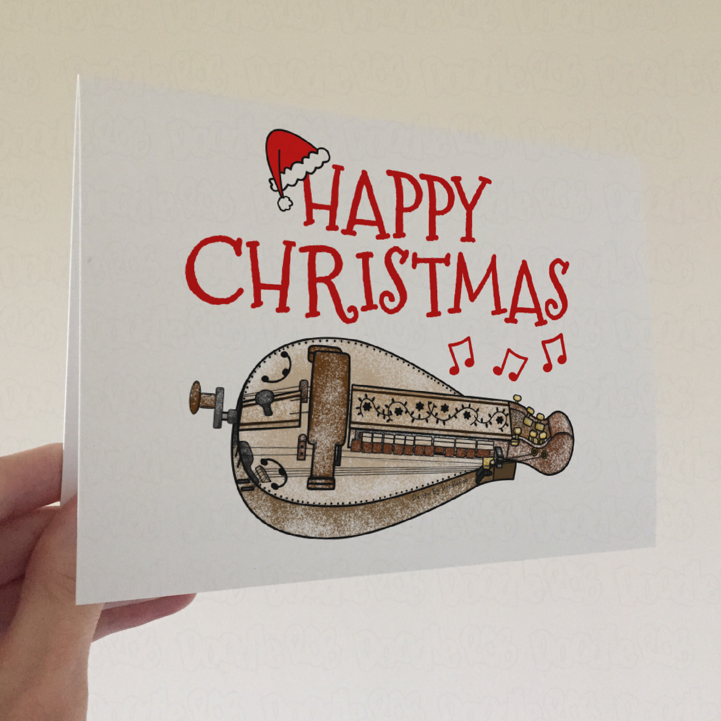 Hurdy Gurdy Christmas Card - Xmas Card For Gurdyist - Folk Musician Greeting Card