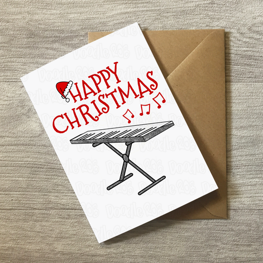 Keyboard Christmas Card - Xmas Card For Pianist - Musician Christmas Card