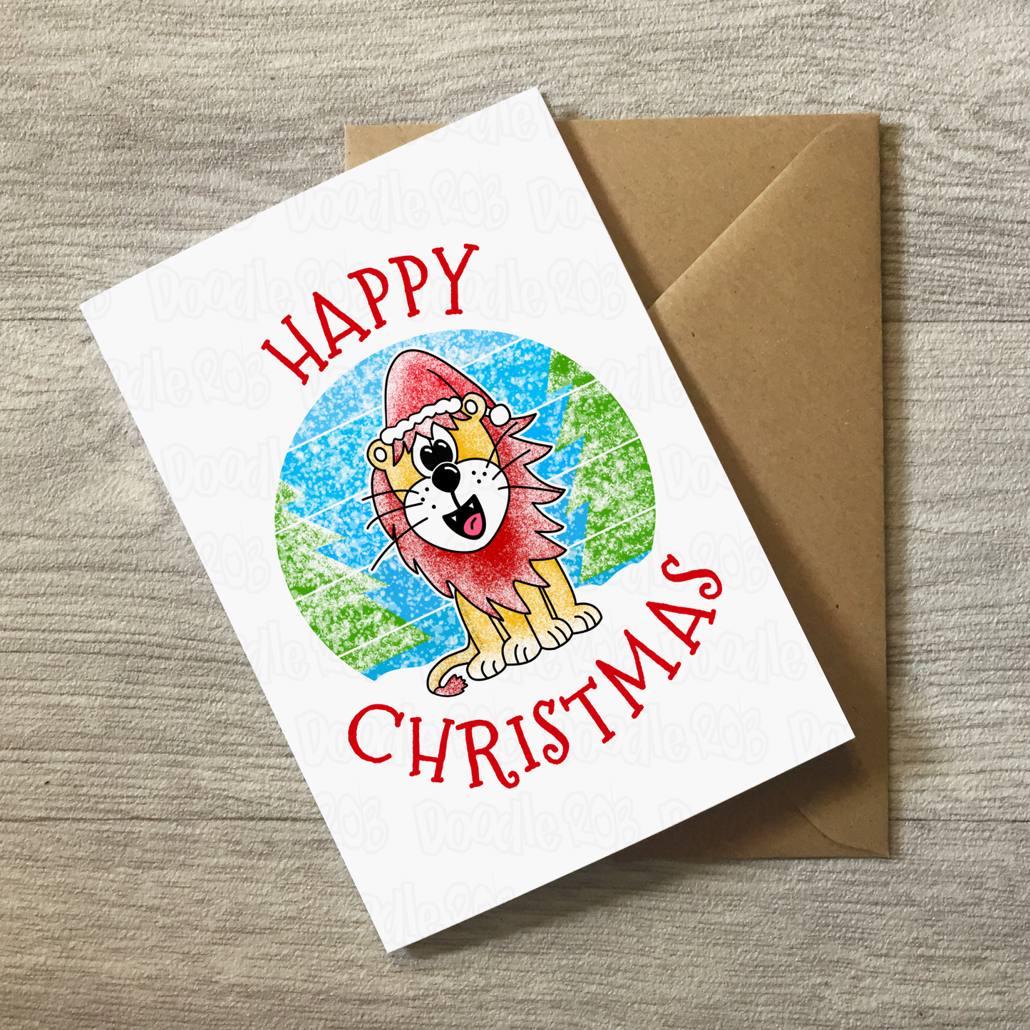 Lion Christmas Card - Wildlife Lover Xmas Card - Safari Animal Christmas Card