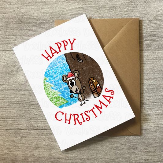 Mouse Christmas Card - Wildlife Lover Xmas Card - Nature Christmas Card