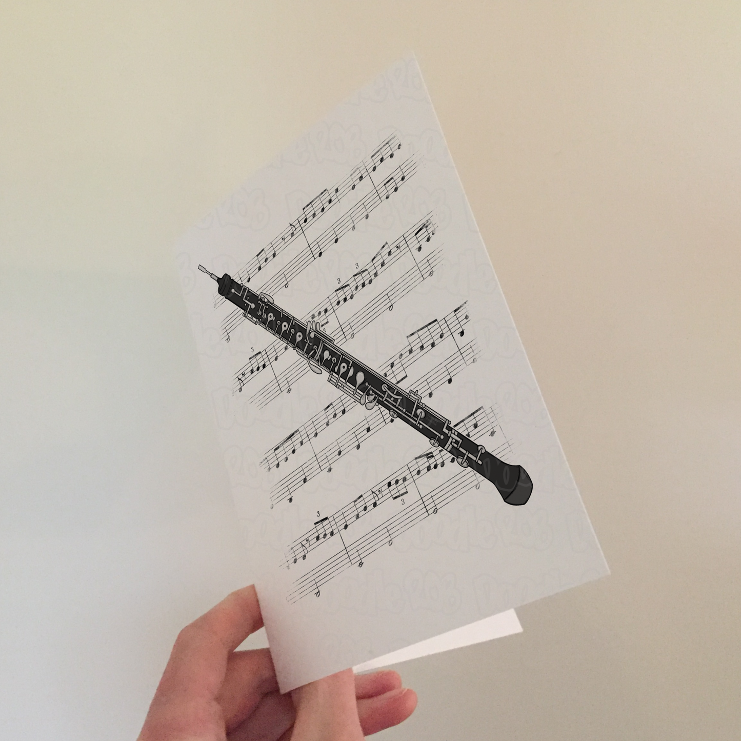 Oboe Greeting Card (Monochrome) - Oboist Birthday Card - Woodwind Musician Card