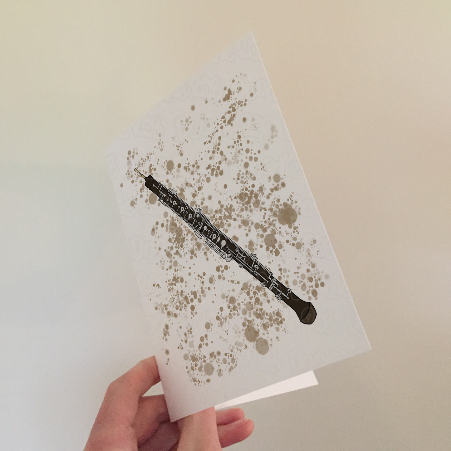 Oboe Greeting Card (Paint Splatter) - Oboist Birthday Card - Oboe Teacher Thank You Card