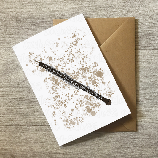 Oboe Greeting Card (Paint Splatter) - Oboist Birthday Card - Oboe Teacher Thank You Card