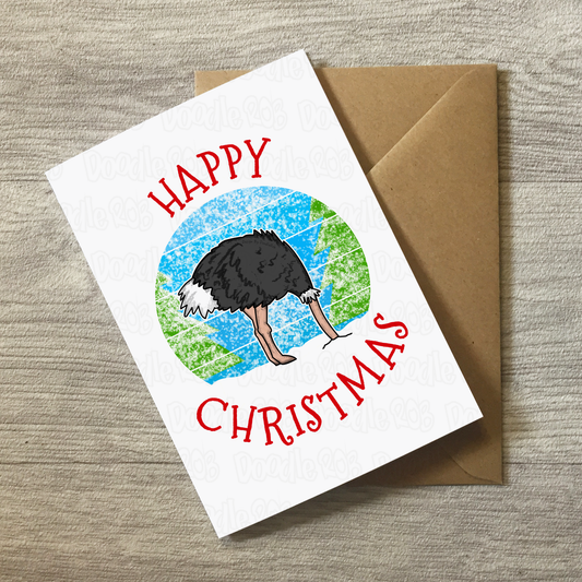 Ostrich Christmas Card - Funny Xmas Card - Sarcastic Christmas Card