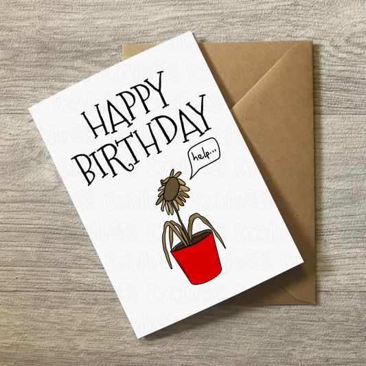 Funny Plant Birthday Card - Gardening Birthday Card - Sarcastic Greeting Card For Gardener