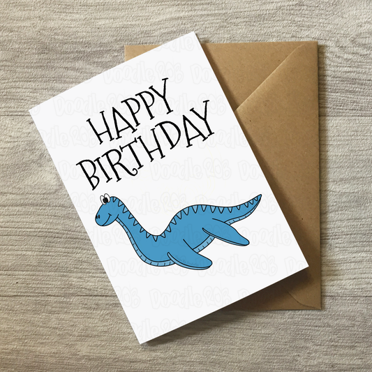 Plesiosaurus Birthday Card - Underwater Dinosaur Birthday Card - Birthday Card For Boy